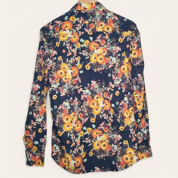 Club Monaco Floral Longsleeve Button-Up Collared Dress Shirt Mens Large Slim Fit - Picture 2 of 8